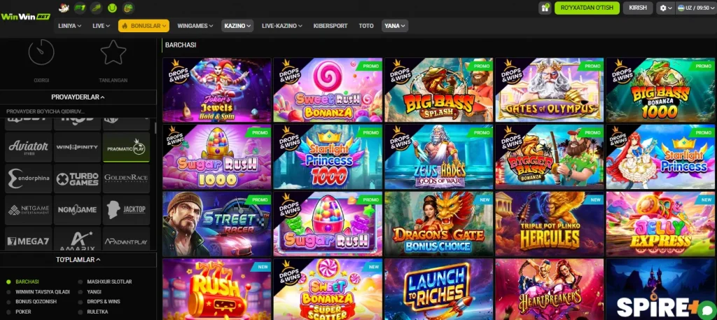 Win Win Casino'ning O'zbekistonlik o'yinchilar uchun eng yaxshi o'yin kutubxonasi.